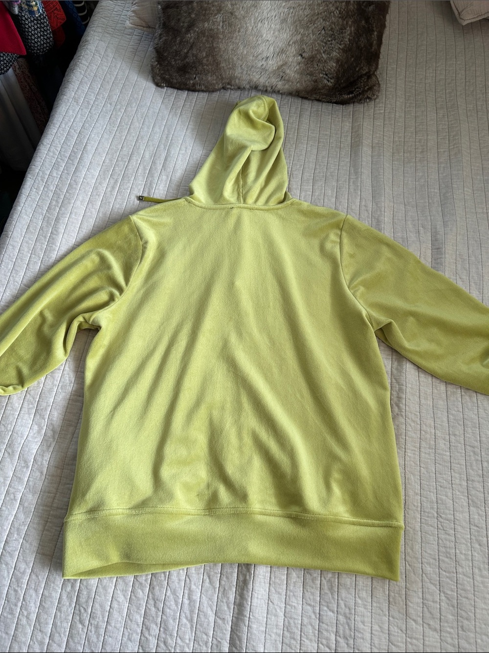 NWT Nicole miller chartreuse green Y2K velour wide leg tracksuit hoodie set L - Picture 7 of 14